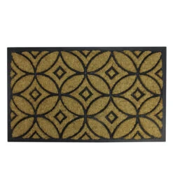 Brown And Black Geometric Doormat 30" X 18"