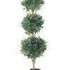 Set Of 2 Potted Artificial Sweet Bay Triple Ball Topiary Trees 4'