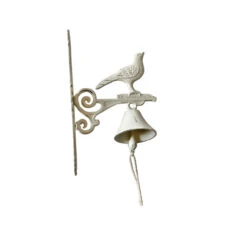 12.5" Antique White Bird Outdoor Wall Bell Decoration
