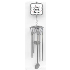 20.5" Gray And White "Live Laugh Love" Wind Chime