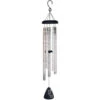 44" Silver Outdoor Patio Garden Wind Chime With 'Amazing Grace' Lyric Design