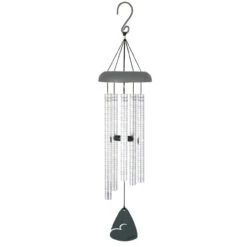 30" Silver And Black Treasured Memory Outdoor Patio Garden Wind Chimes