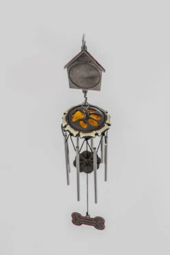 13" Yellow, White And Silver Dog Bereavement Chime