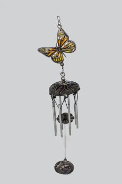 13" Yellow, Orange And Silver Butterfly Kiss Bereavement Chime