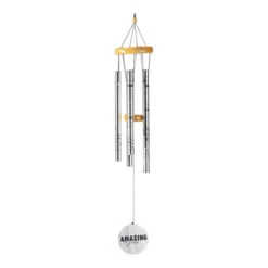 35" Silver And Gold Colored "Amazing Grace" Windchime Hanging