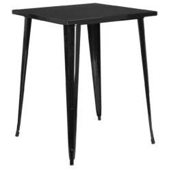 40.75" Black Square Outdoor Furniture Patio Cafe Bar Height Table