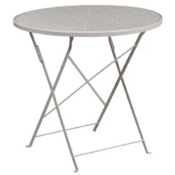 30'' Pale Gray Round Contemporary Outdoor Patio Folding Table