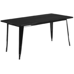63'' Black Contemporary Rectangular Outdoor Patio Cafe Table