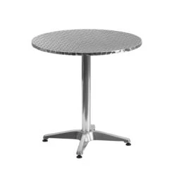 27.5" Silver Round Stainless Steel Outdoor Patio Table