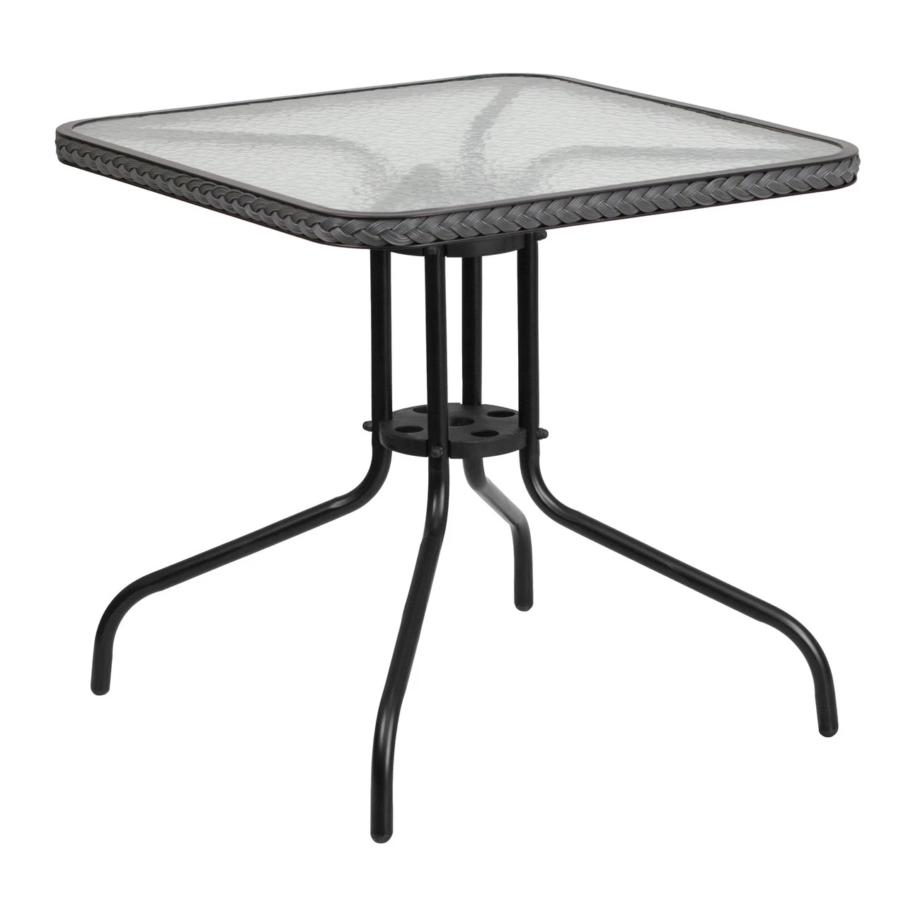 28" Black And Gray Contemporary Square Outdoor Furniture Patio Table