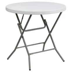 31.5" White Round Contemporary Outdoor Patio Folding Table