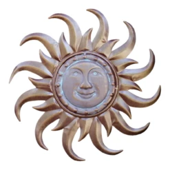 15.75" Bronze Sun Face Decorative Outdoor Garden Statue