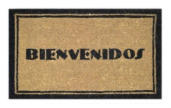 30" Brown And Black Rectangular Bienvenidos Basic Coir Door Mat