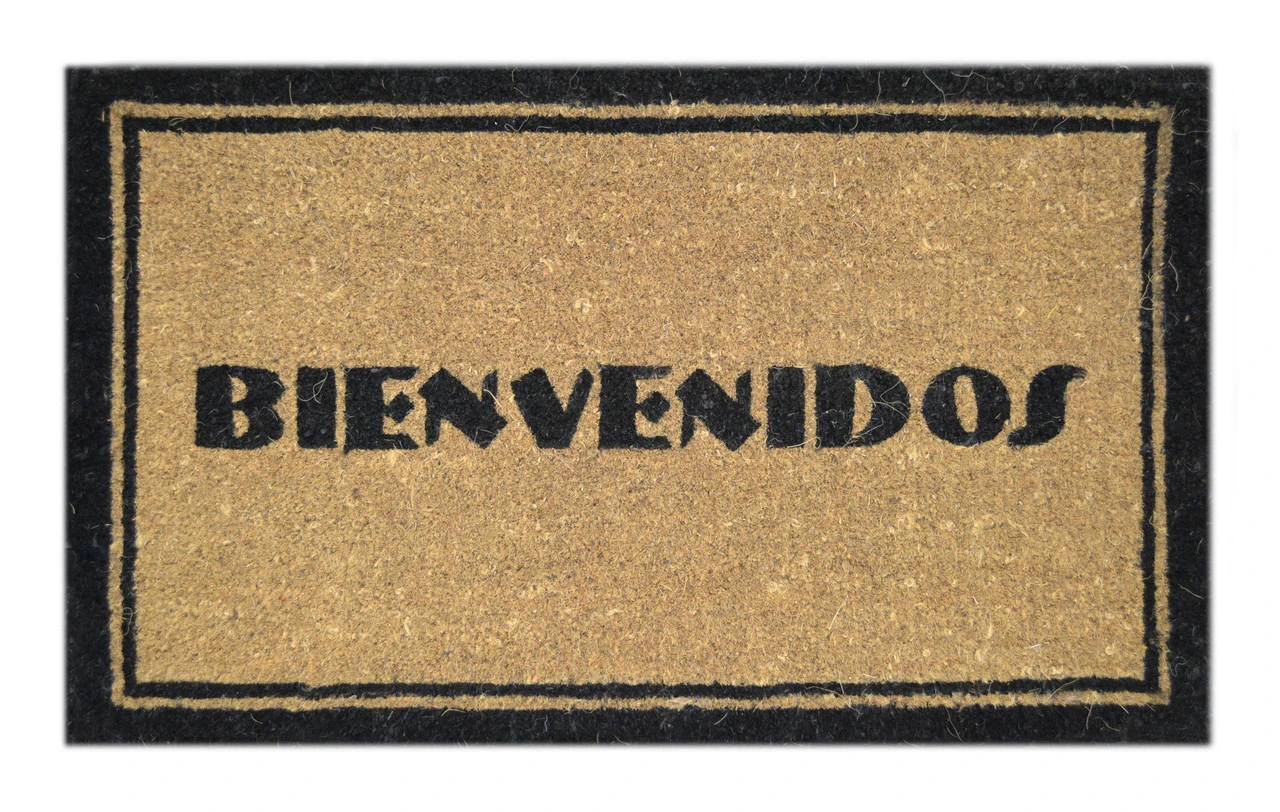30" Brown And Black Rectangular Bienvenidos Basic Coir Door Mat