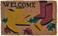 30" Yellow And Brown Rectangular Garden Boot Basic Coir Door Mat