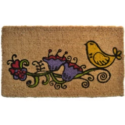 30" Yellow, Green And Brown Rectangular Twitter Basic Coir Door Mat