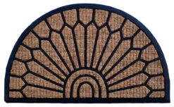 30" Black And Brown Decorative Lily Basic Coir Door Mat
