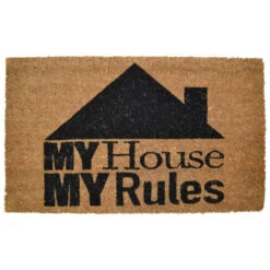 Rectangular Skid Free Coir Doormat With House Rules Design 30" X 18"