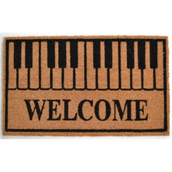 Rectangular Skid Free Coir Doormat With Piano Keys Welcome Design 30" X 18"