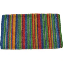 Striped Rectangular Handwoven Coir Doormat 30" X 18"