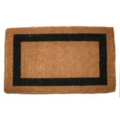 Brown And Black Rectangular Handwoven Coir Doormat With Single Border Design 48" X 24"