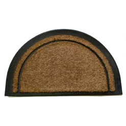Brown And Black Semicircle Skid Free Coir Doormat 32" X 20"