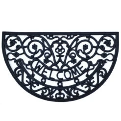 30" Blue Elegant Rosemary Welcome Machine-Made Door Mat