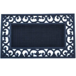 30" Blue Elegant Traypin Rectangular Machine-Made Door Mat