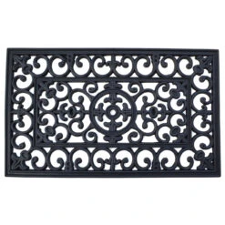 Black Rectangular Skid Free Napoleon Themed Rubber Doormat 36" X 24"