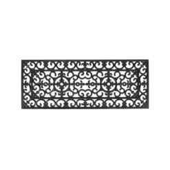 Black Rectangular Skid Free Napoleon Themed Rubber Doormat 47" X 18"