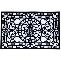 Black Rectangular Skid Free Rubber Doormat 48" X 30"