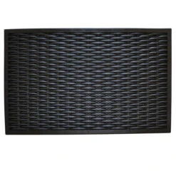 30" Black Elegant Rectangular Machine-Made Door Mat