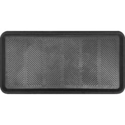 Black Rectangular Skid Free Tray Themed Rubber Doormat 31.50" X 15.75"