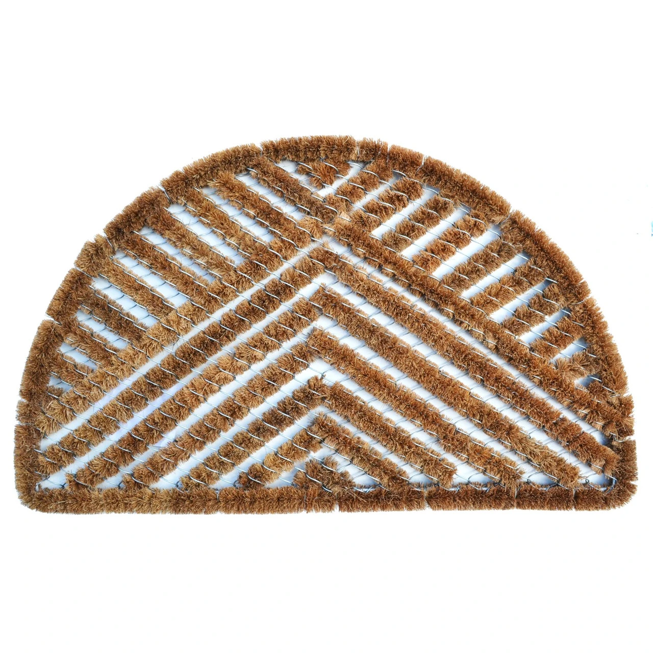 Brown Semicircle Triangle Patterned Coir Doormat 30" X 18"