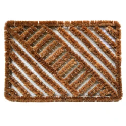 Brown Rectangular Diagonal Patterned Coir Doormat 24" X 16"