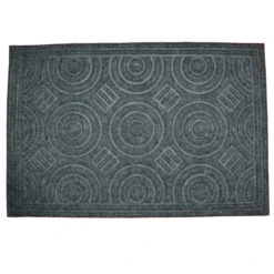 27" Gray Elegant Circles Design Machine-Made Door Mat