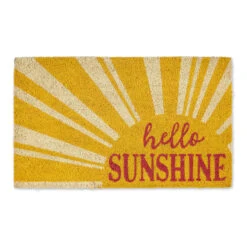 Yellow And Red Hello Sunshine Door Mat 18" X 30"