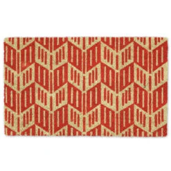 18" X 30" Deep Red And Yellow Rectangular Durable And Non-Slip Doormat With "Arrowhead Chevron" Design