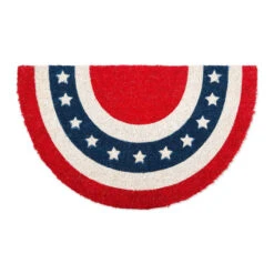 Navy Blue And Red Semicircle Patriotic Doormat 18" X 30"
