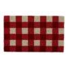 30" Red And White Buffalo Checkered Rectangular Decorative Doormat
