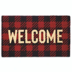 30" Durable And Non-Slip Doormat With "Buffalo Check Welcome" Design