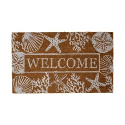 30" Durable And Non-Slip Doormat With "Welcome Seashells" Design