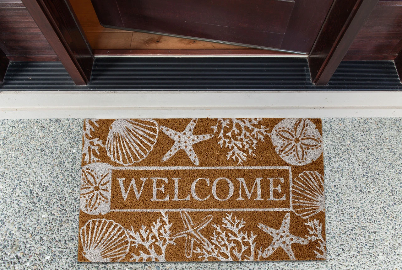 30" Durable And Non-Slip Doormat With "Welcome Seashells" Design - Image 5