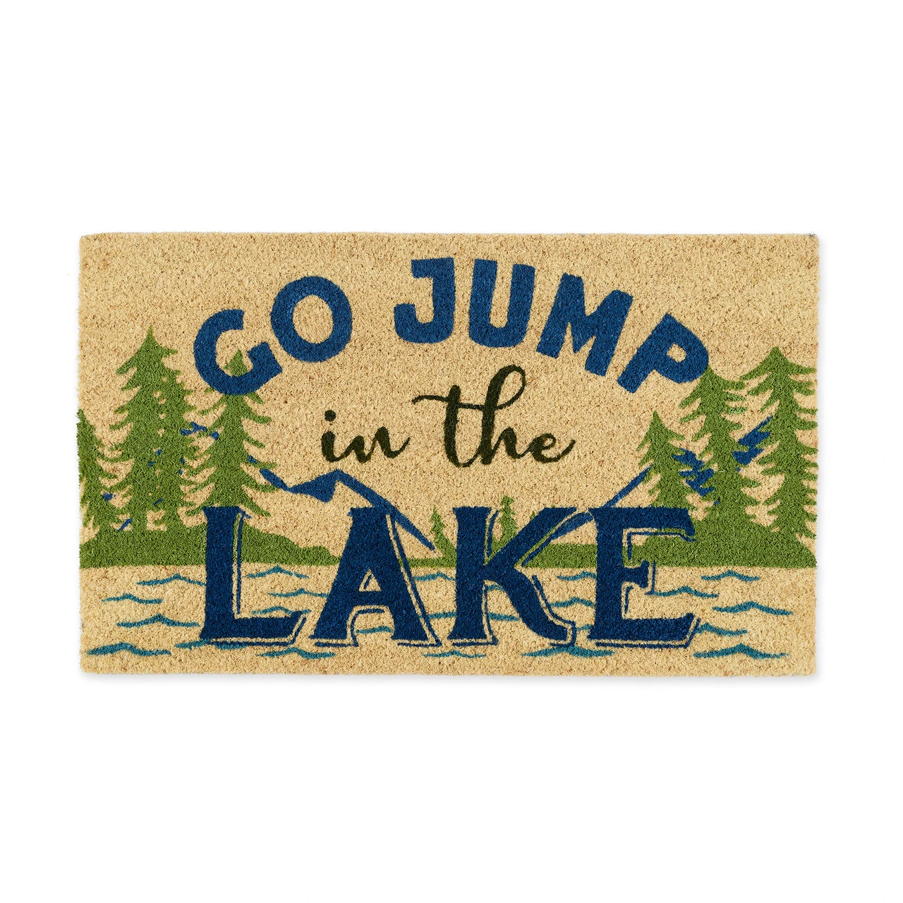 Rectangular Coir Doormat With Jump In The Lake Design 30" X 18"