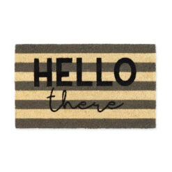 30" Gray And Black Rectangular Hello There Doormat