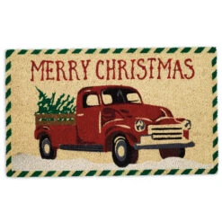 30" Durable And Non-Slip Doormat With "Merry Christmas Truck" Design