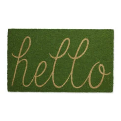 30" Vibrant Unique Green Apple "Hello" Rectangular Doormat