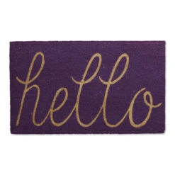 30" Purple And Yellow "Hello" Rectangular Doormat
