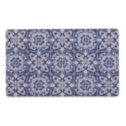 Blue Tile Tufted Loop Rectangular Door Mat 17.75" X 29.5"