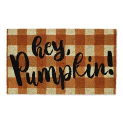 Brown And Black Hey Pumpkin Rectangular Door Mat 18" X 30"